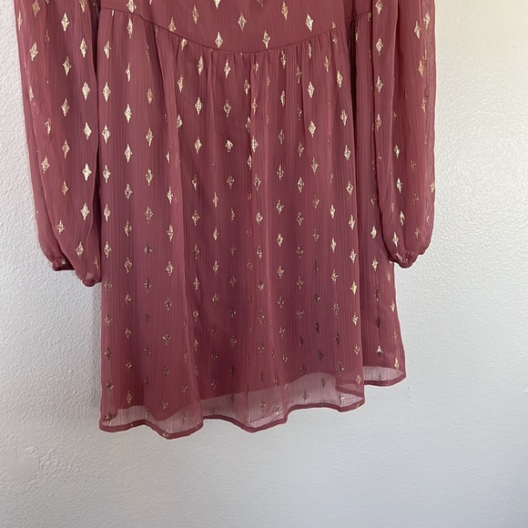 NWOT Crystal Doll Off Shoulder Tulle Flouncy Pink Gold Dress sz M - Picture 6 of 10